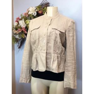 MICHAEL Michael Kors bone linen jacket w/ ruffles